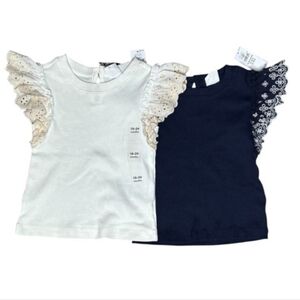 NWT GAP Bundle Navy and Off White Eyelet Rib Top 18-24 Months